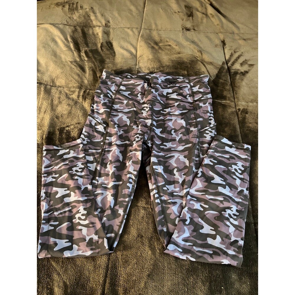 crz yoga leggings blue camo size xl with pockets